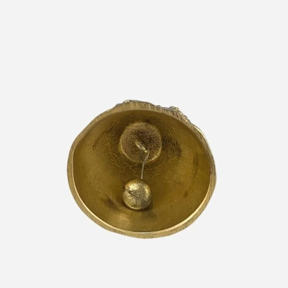 Vintage Gold‎ Tone Figural Lady Bell Crinoline Skirt Basket Brass 4 in